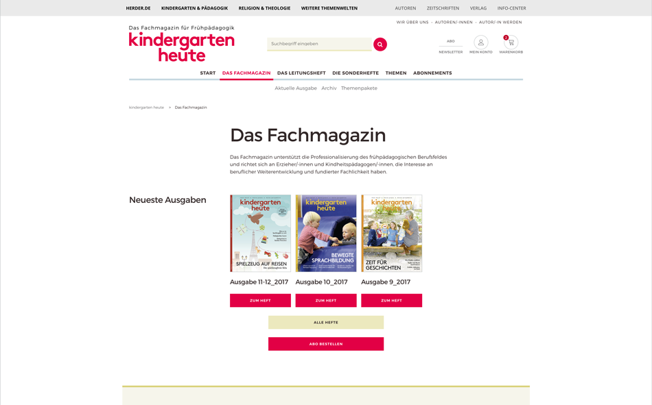 kindergarten heute - Das Fachmagazin für Frühpädagogik: Desktop-Ansicht