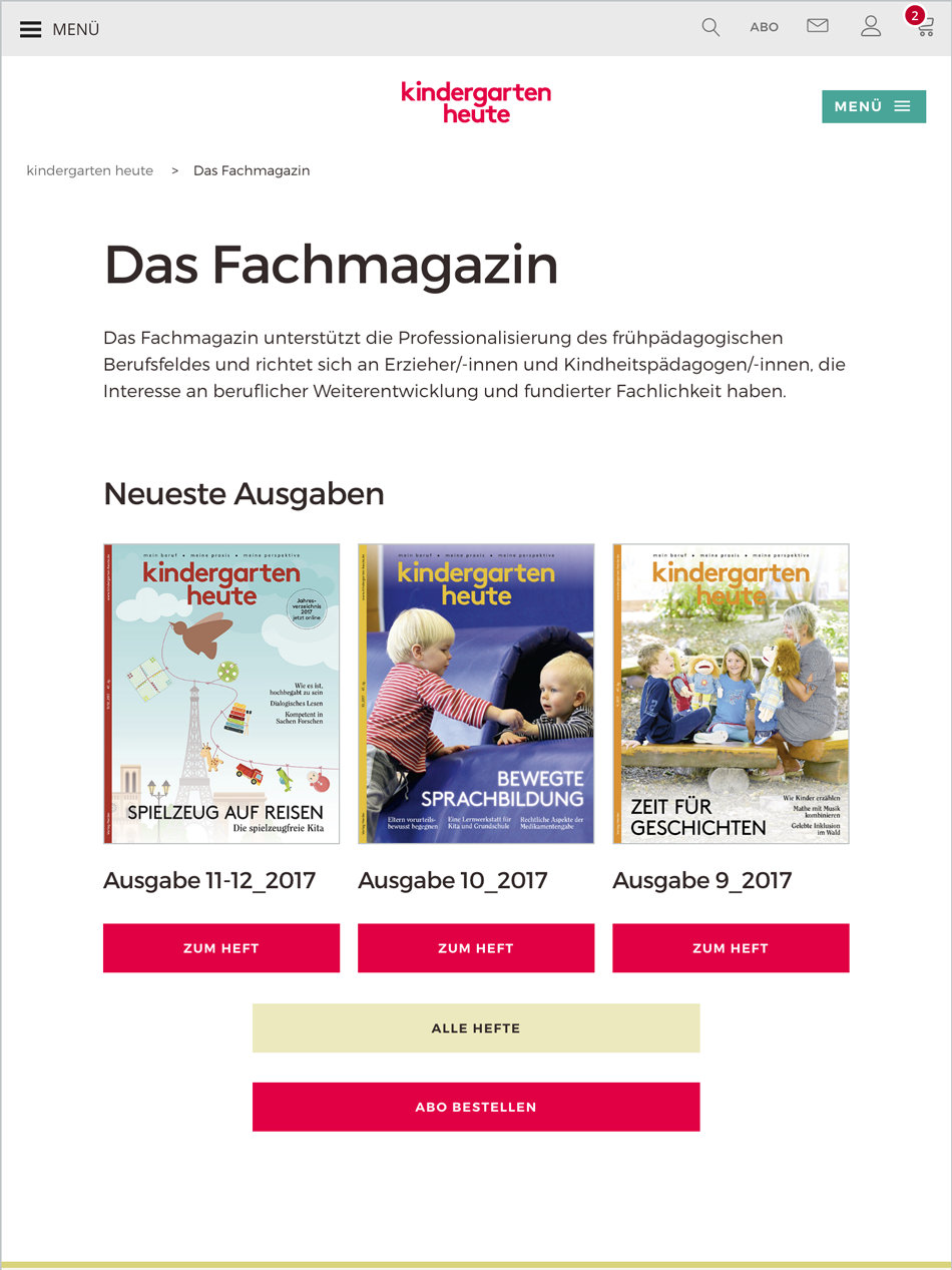 kindergarten heute - Das Fachmagazin für Frühpädagogik: Tablet-Ansicht