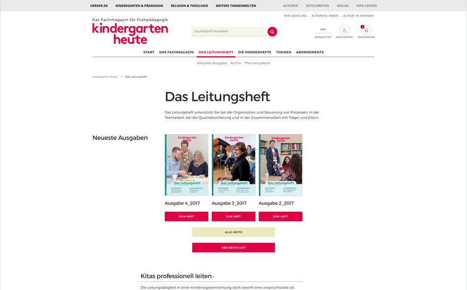 kindergarten heute - Das Leitungsheft: Desktop-Ansicht