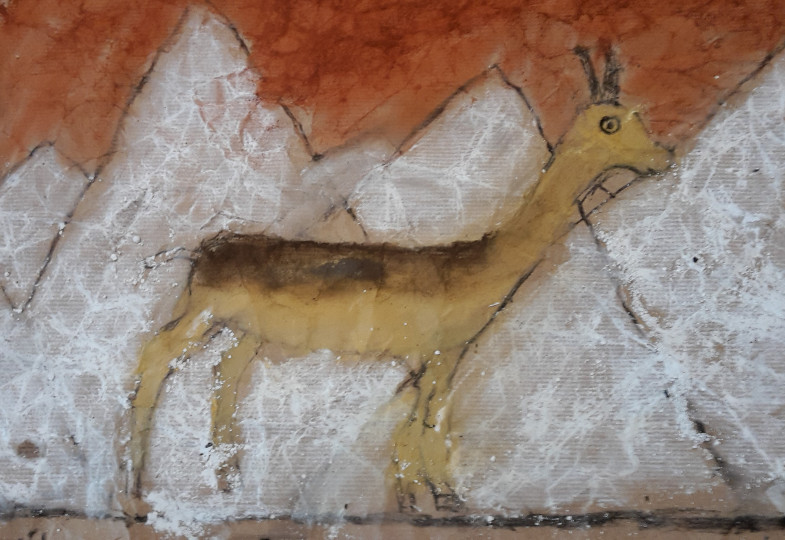 Gemälde eines Steinbocks in Höhlenmalerei-Optik