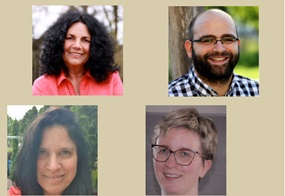 Portraits von Jasmin Dufner, Renate Zimmer, Tanja Hildmann, und Tom Perper