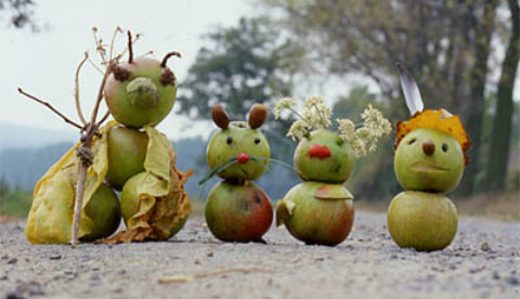 Figuren aus Naturmaterialien: Fallobstbande