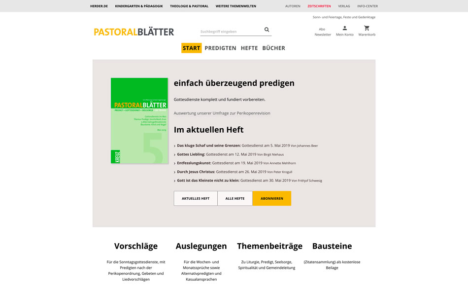 Pastoralblätter: Desktop-Ansicht