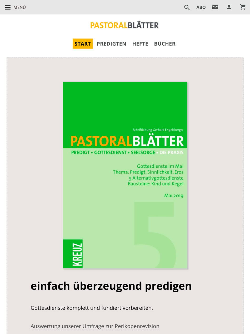 Pastoralblätter: Tablet-Ansicht