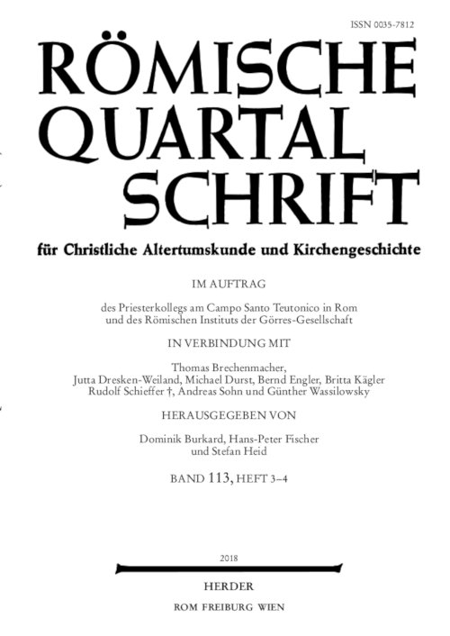 Titelseite: Römische Quartalschrift 3-4/2019