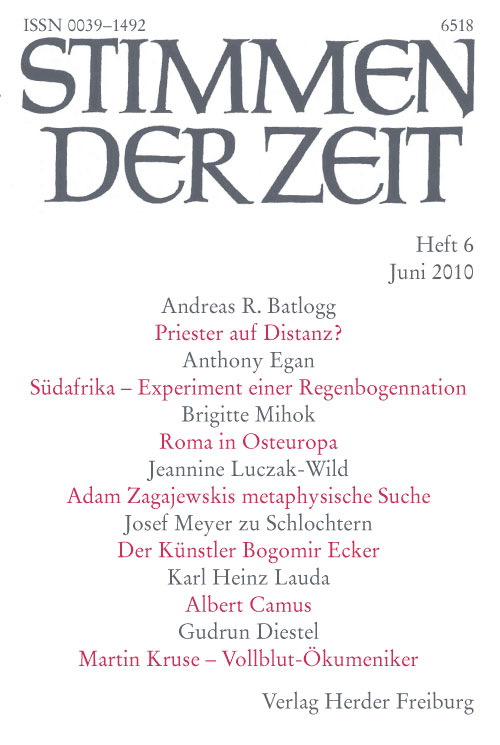 Titelseite Stimmen der Zeit. Die Zeitschrift für christliche Kultur 135 (2010) Heft 6
