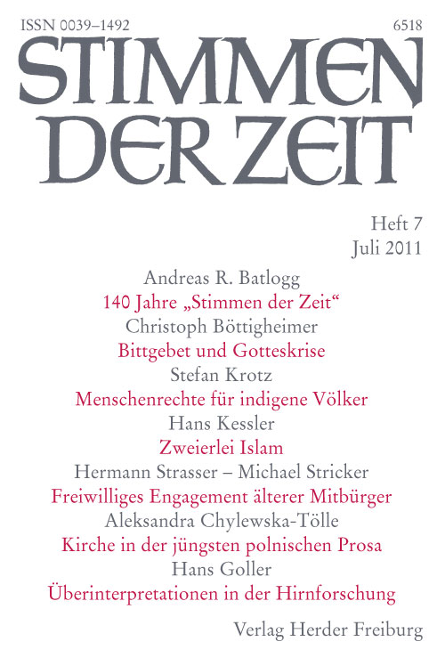 Titelseite Stimmen der Zeit. Die Zeitschrift für christliche Kultur 136 (2011) Heft 7