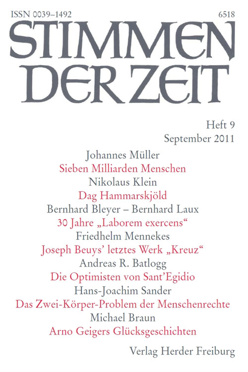 Titelseite Stimmen der Zeit. Die Zeitschrift für christliche Kultur 136 (2011) Heft 9