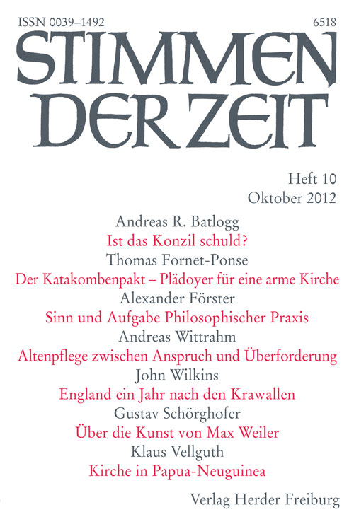 Stimmen der Zeit. Die Zeitschrift für christliche Kultur 137 (2012) Heft 10