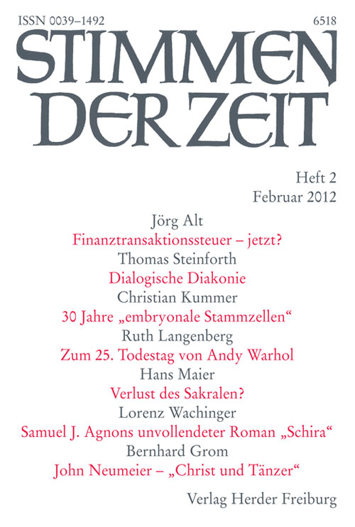 Stimmen der Zeit. Die Zeitschrift für christliche Kultur 137 (2012) Heft 2