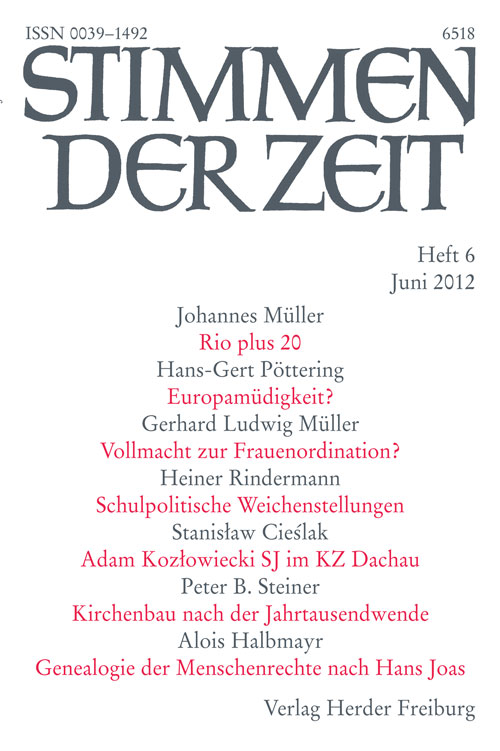 Titelseite Stimmen der Zeit. Die Zeitschrift für christliche Kultur 137 (2012) Heft 6