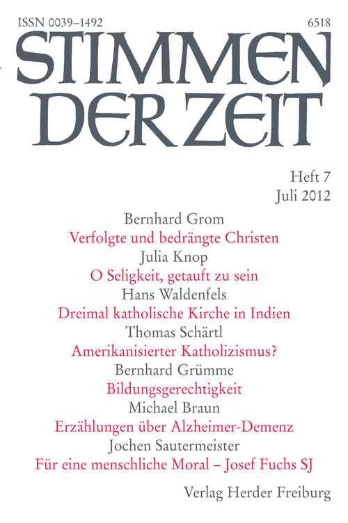 Titelseite Stimmen der Zeit. Die Zeitschrift für christliche Kultur 137 (2012) Heft 7