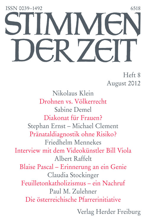 Stimmen der Zeit. Die Zeitschrift für christliche Kultur 137 (2012) Heft 8