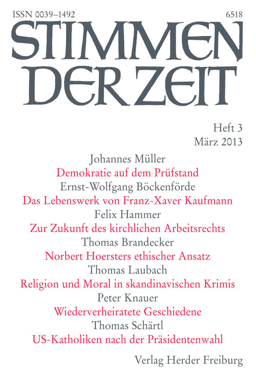 Titelseite Stimmen der Zeit. Die Zeitschrift für christliche Kultur 138 (2013) Heft 3
