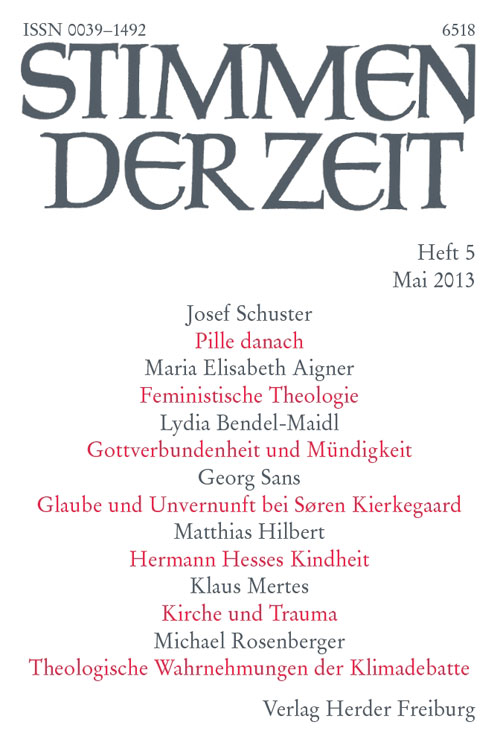 Titelseite Stimmen der Zeit. Die Zeitschrift für christliche Kultur 138 (2013) Heft 5