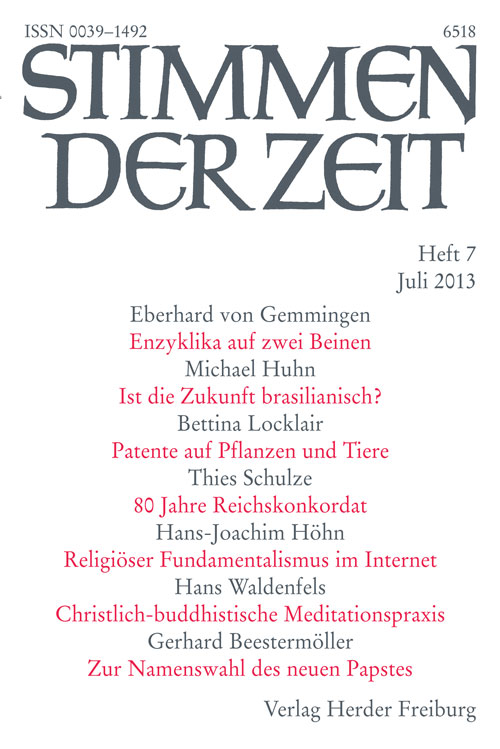 Stimmen der Zeit. Die Zeitschrift für christliche Kultur 138 (2013) Heft 7