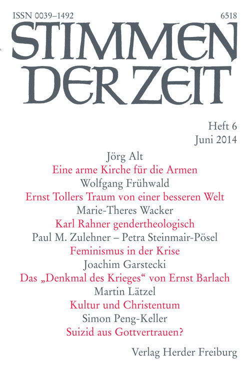 Stimmen der Zeit. Die Zeitschrift für christliche Kultur 139 (2014) Heft 6