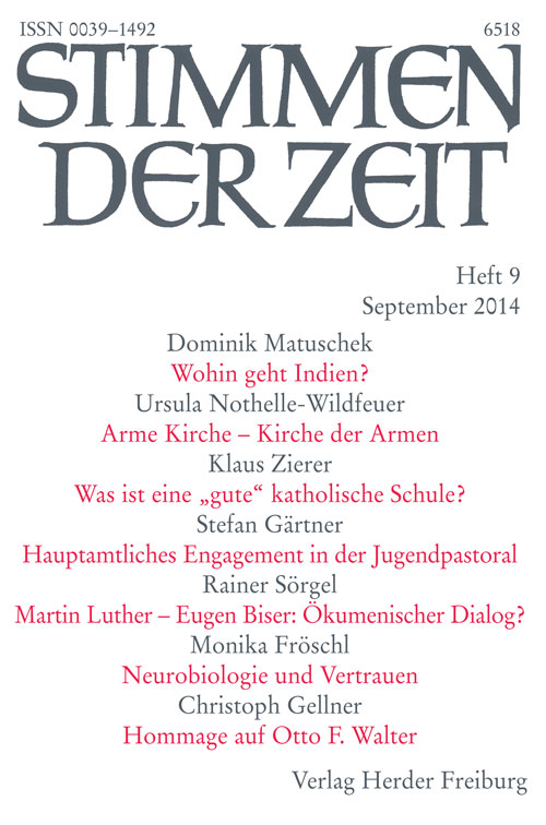 Titelseite Stimmen der Zeit. Die Zeitschrift für christliche Kultur 139 (2014) Heft 9