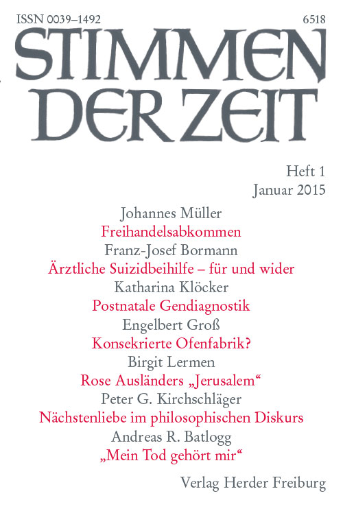 Titelseite Stimmen der Zeit. Die Zeitschrift für christliche Kultur 140 (2015) Heft 1