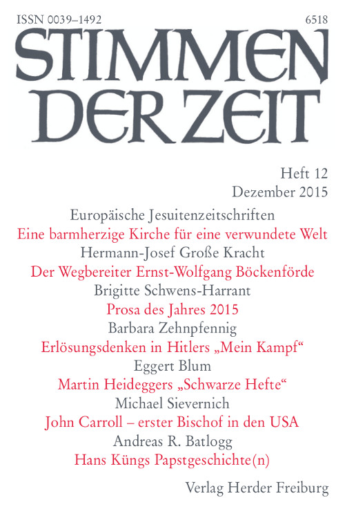 Stimmen der Zeit. Die Zeitschrift für christliche Kultur 140 (2015) Heft 12