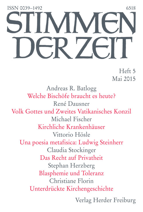 Titelseite Stimmen der Zeit. Die Zeitschrift für christliche Kultur 140 (2015) Heft 5