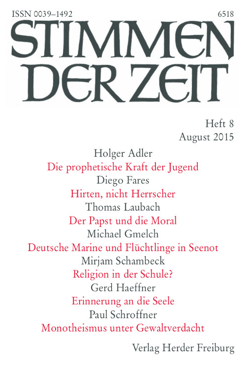 Titelseite Stimmen der Zeit. Die Zeitschrift für christliche Kultur 140 (2015) Heft 8