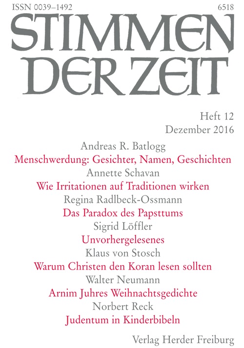 Titelseite Stimmen der Zeit. Die Zeitschrift für christliche Kultur 141 (2016) Heft 12