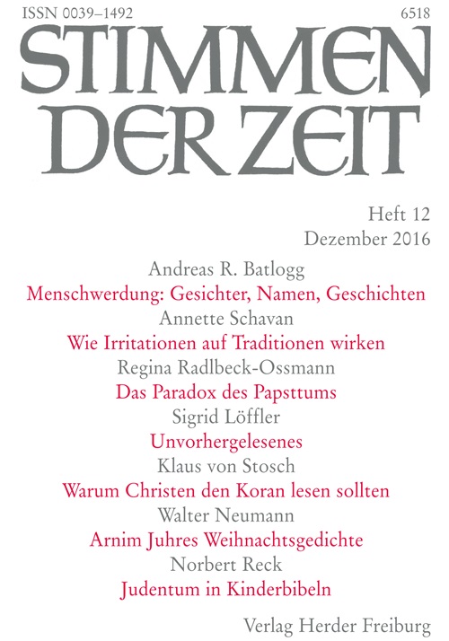 Stimmen der Zeit. Die Zeitschrift für christliche Kultur 141 (2016) Heft 12