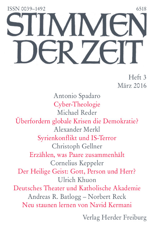 Titelseite Stimmen der Zeit. Die Zeitschrift für christliche Kultur 141 (2016) Heft 3