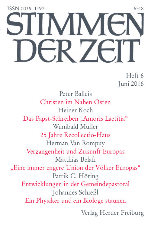 Titelseite Stimmen der Zeit. Die Zeitschrift für christliche Kultur 141 (2016) Heft 6