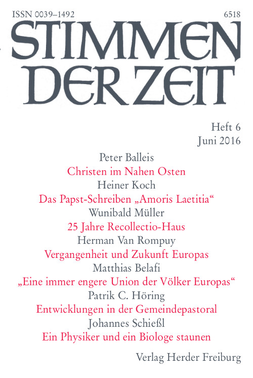 Stimmen der Zeit. Die Zeitschrift für christliche Kultur 141 (2016) Heft 6