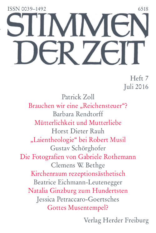 Titelseite Stimmen der Zeit. Die Zeitschrift für christliche Kultur 141 (2016) Heft 7