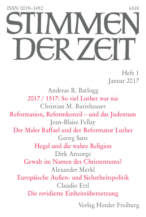 Stimmen der Zeit. Die Zeitschrift für christliche Kultur 142 (2017) Heft 1