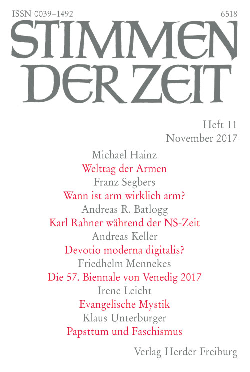Titelseite Stimmen der Zeit. Die Zeitschrift für christliche Kultur 142 (2017) Heft 11