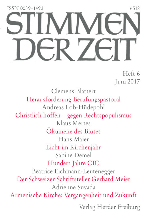 Titelseite Stimmen der Zeit. Die Zeitschrift für christliche Kultur 142 (2017) Heft 6