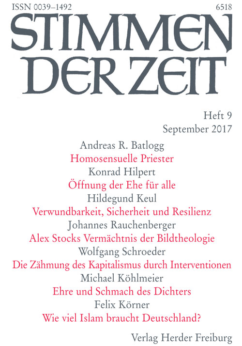 Titelseite Stimmen der Zeit. Die Zeitschrift für christliche Kultur 142 (2017) Heft 9