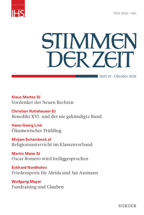 Titelseite Stimmen der Zeit. Die Zeitschrift für christliche Kultur 143 (2018) Heft 10