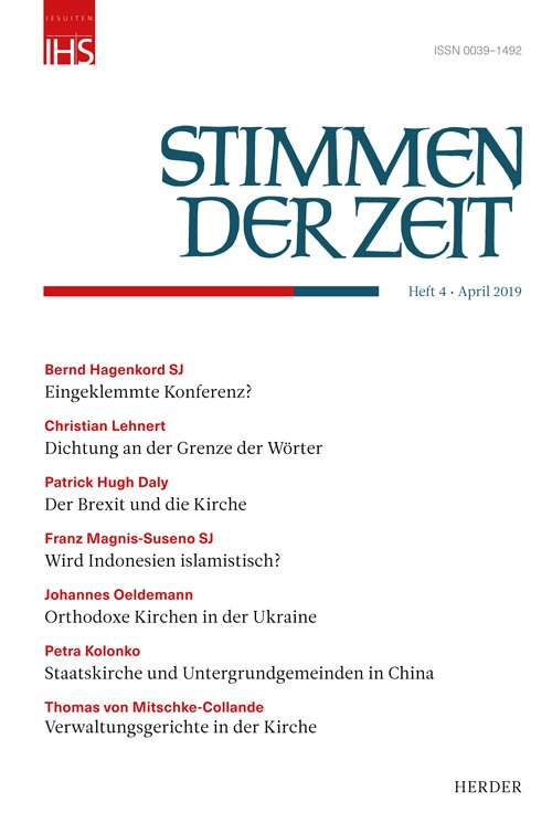 Titelseite Stimmen der Zeit. Die Zeitschrift für christliche Kultur 144 (2019) Heft 4
