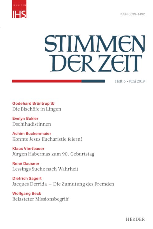 Titelseite Stimmen der Zeit. Die Zeitschrift für christliche Kultur 144 (2019) Heft 6
