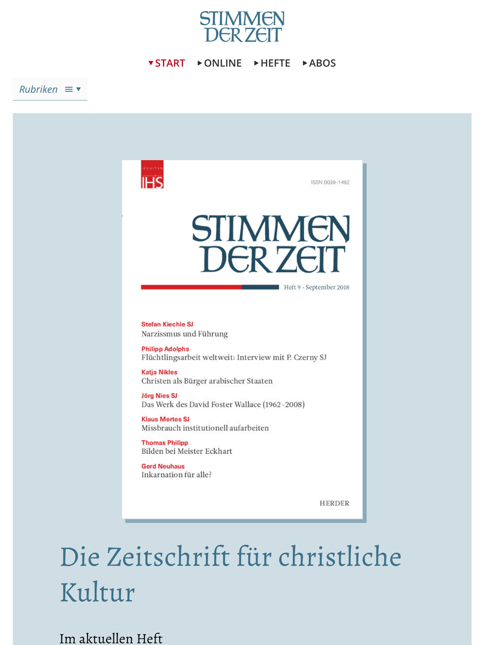 Screenshot Website Stimmen der Zeit: Tablet-Ansicht
