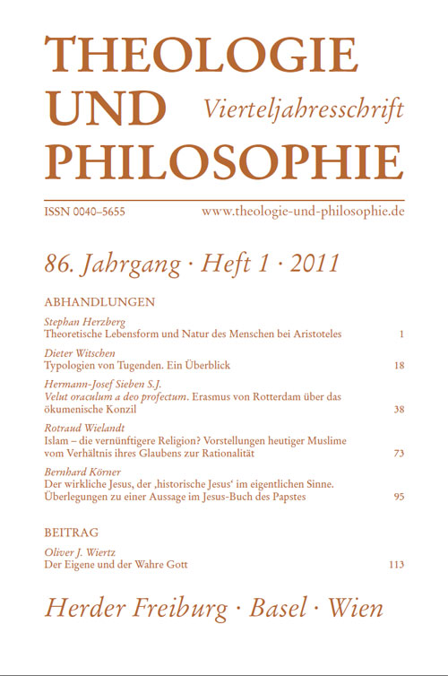 Theologie und Philosophie. Vierteljahresschrift 86 (2011) Heft 1