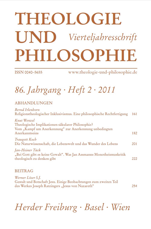 Titelseite Theologie und Philosophie. Vierteljahresschrift 86 (2011) Heft 2
