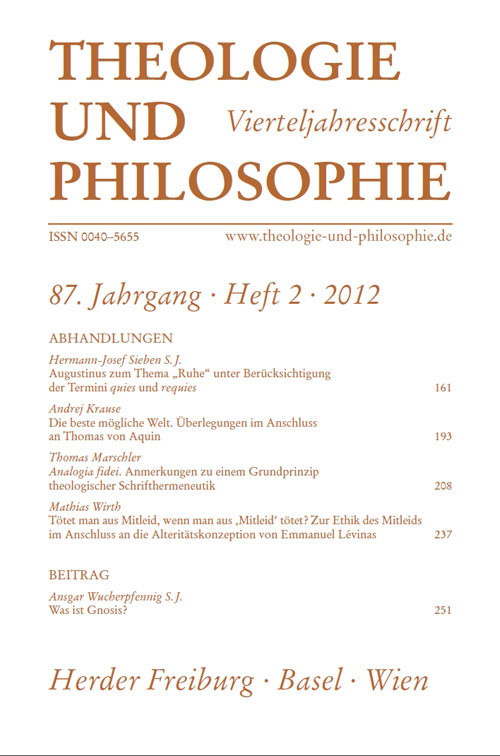 Theologie und Philosophie. Vierteljahresschrift 87 (2012) Heft 2