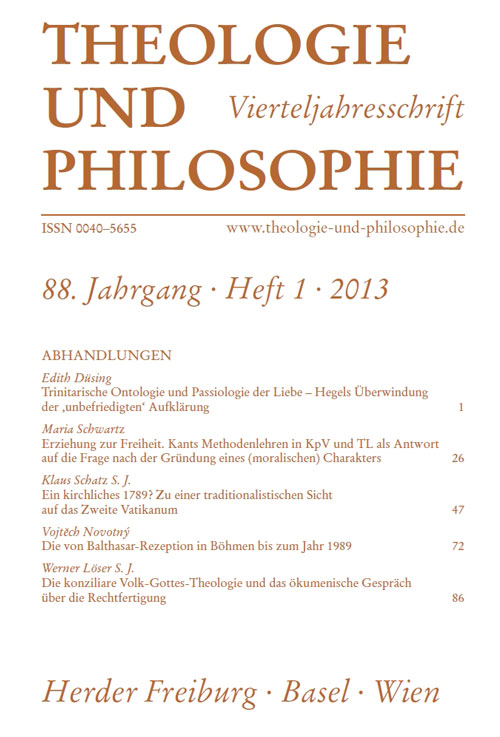 Theologie und Philosophie. Vierteljahresschrift 88 (2013) Heft 1