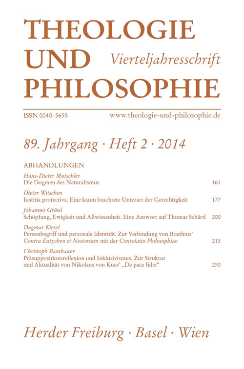 Theologie und Philosophie. Vierteljahresschrift 89 (2014) Heft 2