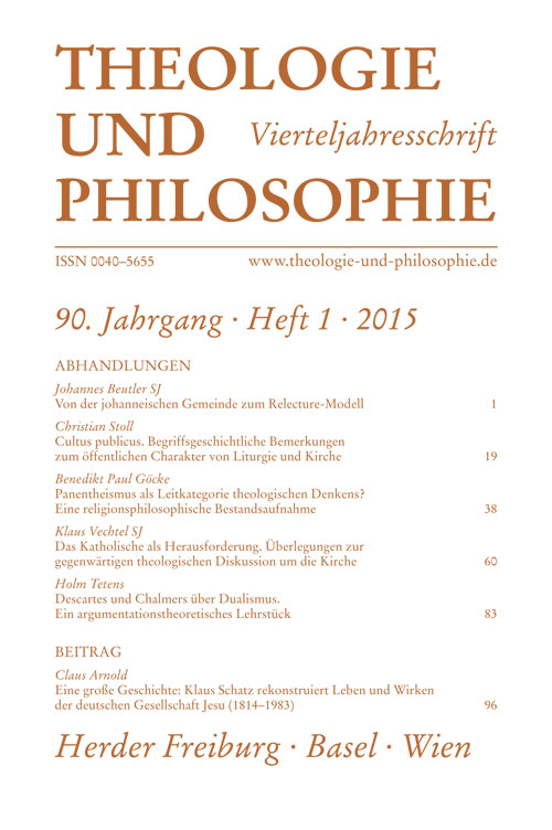 Theologie und Philosophie. Vierteljahresschrift 90 (2015) Heft 1