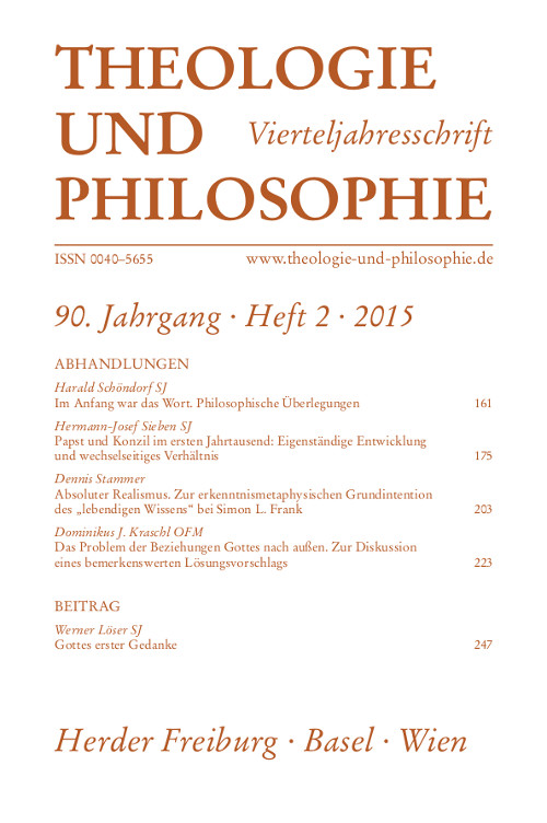 Theologie und Philosophie. Vierteljahresschrift 90 (2015) Heft 2