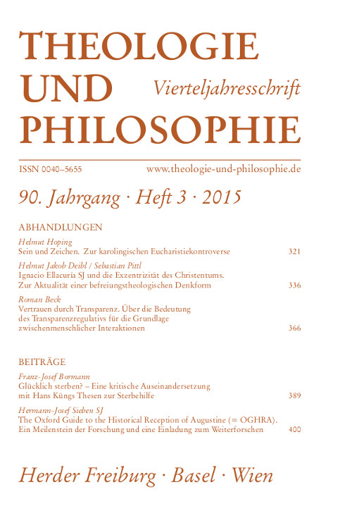 Theologie und Philosophie. Vierteljahresschrift 90 (2015) Heft 3