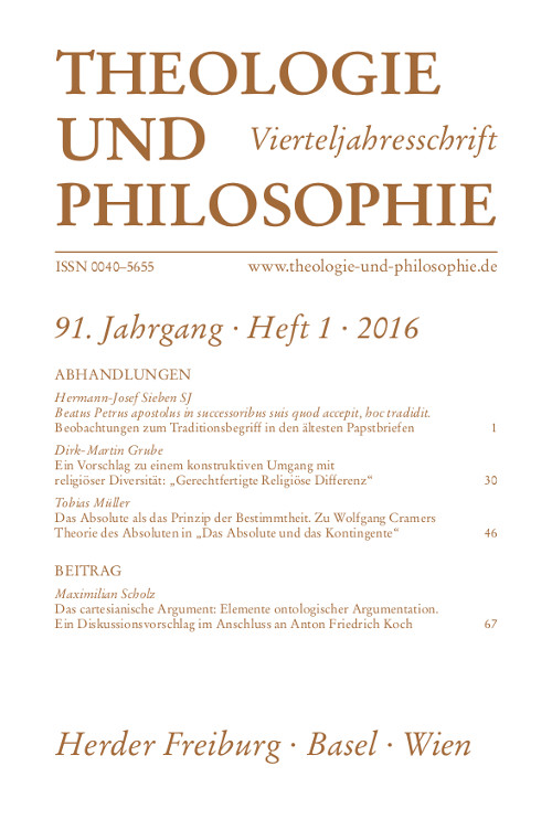 Theologie und Philosophie. Vierteljahresschrift 91 (2016) Heft 1