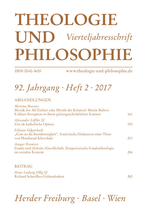 Theologie und Philosophie. Vierteljahresschrift 92 (2017) Heft 1